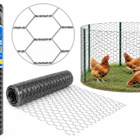 Plasă hexagonală zincată 0,8 mm, ochi 30 mm, 1 x 50 m – gard păsări