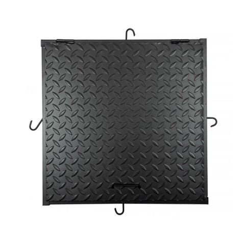 Capac canalizare negru pentru trafic ușor , din tablă striată, 75 × 75 cm , 5 mm grosime