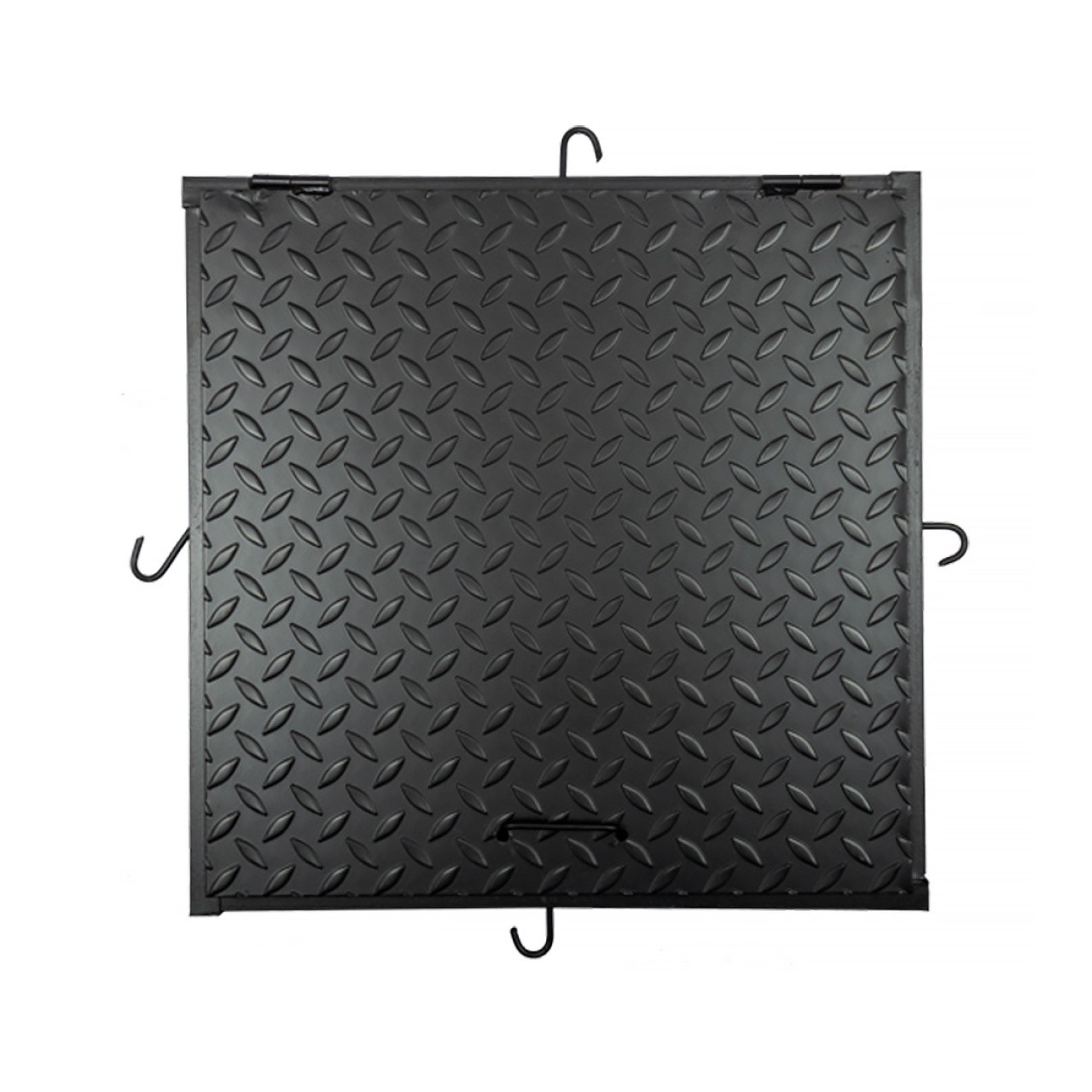 Capac canalizare negru pentru trafic ușor , din tablă striată, 75 × 75 cm , 5 mm grosime